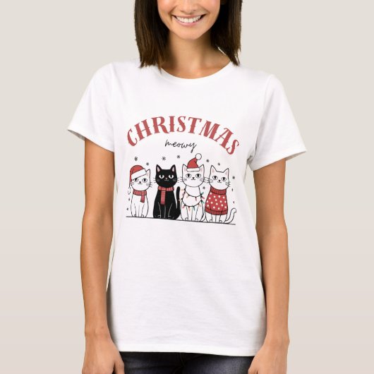 cats cute funny meowy Christmas T-Shirt (Vorderseite)