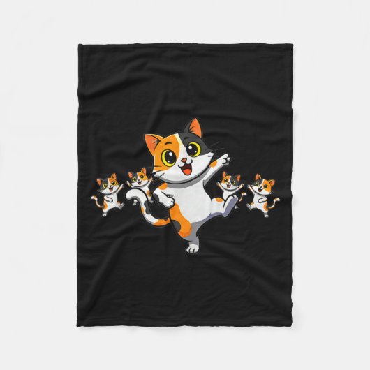 Cats Dancing Funny Cat Lover For Women Kitty Graph Fleecedecke (Vorderseite)