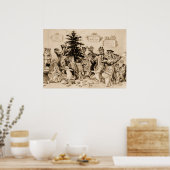 Cats Decorating Christmas Tree by Louis Wain Poster (Küche)
