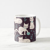 Cats Doodle Style Vintages Muster Kaffeetasse (VorderseiteRechts)