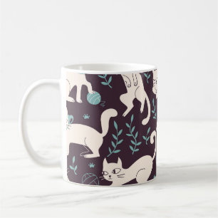 Cats Doodle Style Vintages Muster Kaffeetasse