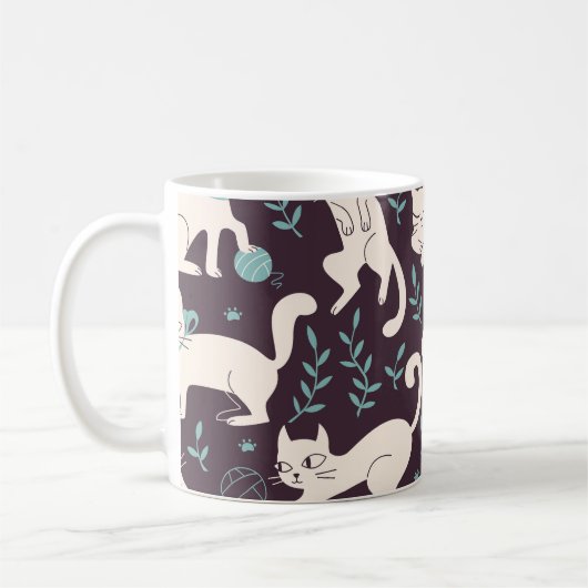 Cats Doodle Style Vintages Muster Kaffeetasse (Links)