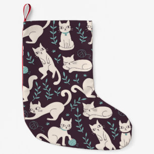 Cats Doodle Style Vintages Muster Kleiner Weihnachtsstrumpf