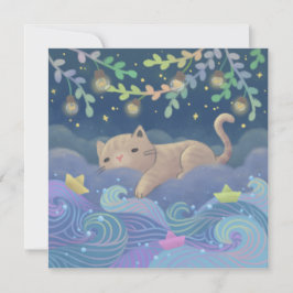 Cat's Dream Fantasy Illustration Einladung