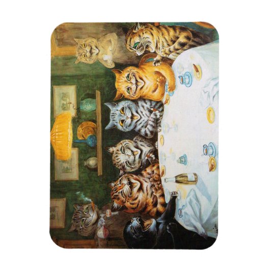 Cats Enjoying Cigars & Brandy, Louis Wain Magnet (Vertikal)