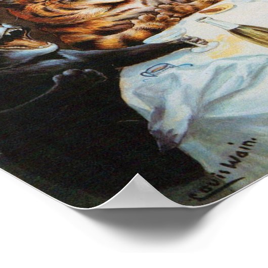 Cats Enjoying Cigars & Brandy Poster (Ecke)