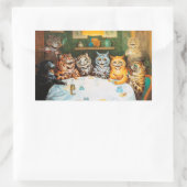 Cats Enjoying Cigars & Brandy Rechteckiger Aufkleber (Tasche)