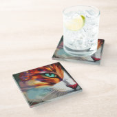 Cat's Eye Design Glasuntersetzer (Schrägansicht)