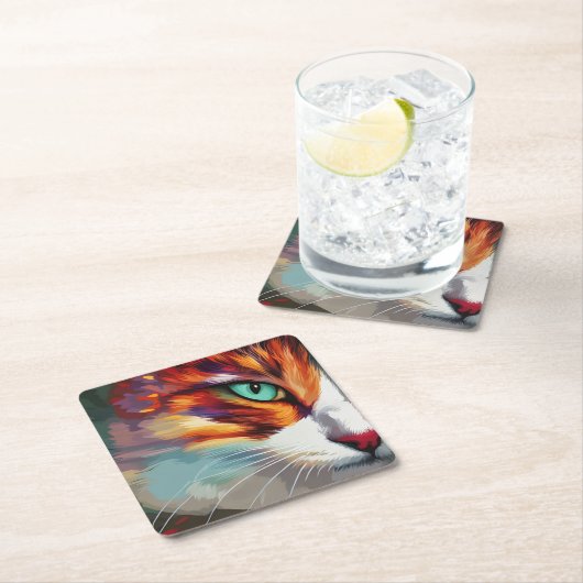 Cat's Eye Design Rechteckiger Pappuntersetzer (Vor Ort)