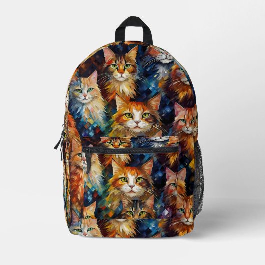 Cats Faces Animals Art Bedruckter Rucksack (Vorderseite)