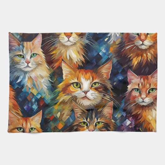 Cats Faces Animals Art Geschirrtuch (Horizontal)