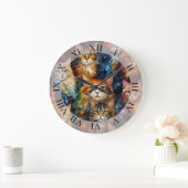 Cats Faces Animals Art Große Wanduhr (Zuhause)