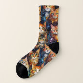Cats Faces Animals Art Socken (Links - Außen)