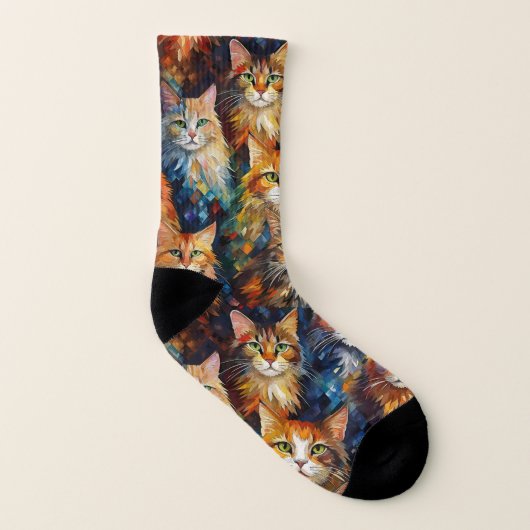 Cats Faces Animals Art Socken (Rechts - Außen)