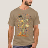 Cats Fall Autumn Climbing Maple Leaf Tree Funny Ca T-Shirt (Vorderseite)