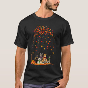 Cats Fall Autumn Leaf Tree Cat 1 T-Shirt