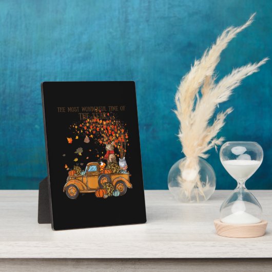 Cats Fall Pumpkin-vollen LKW Autumn Tree Blätter C Fotoplatte (Seite)