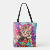 Cat's farbenfroher Designprint Tasche (Rückseite)