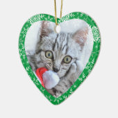 Cat's First Christmas Glitzer Snowflakes Herz Keramik Ornament (Links)