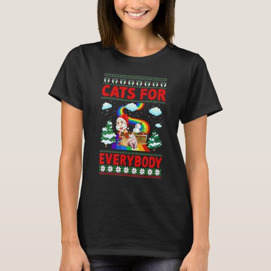 Cats For Everyboday Christmas Pajama Ugly Cats T-Shirt (Vorderseite)