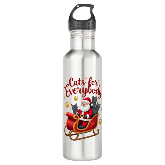Cats For Everybody Cat Christmas Ugly Christmas Lo Edelstahlflasche (Vorderseite)