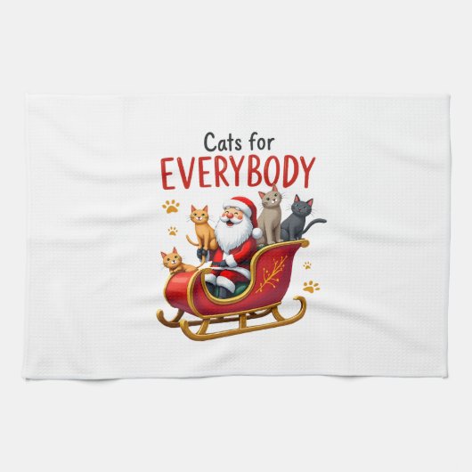 Cats For Everybody Cat Christmas Ugly Christmas Lo Geschirrtuch (Horizontal)