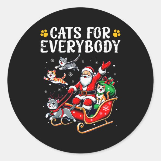 Cats For Everybody Christmas Cat Funny Xmas Men Wo Runder Aufkleber (Vorderseite)