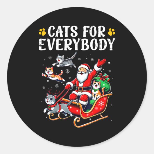 Cats For Everybody Christmas Cat Funny Xmas Men Wo Runder Aufkleber (Vorderseite)