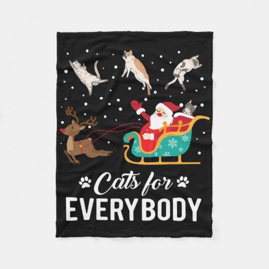 Cats For Everybody Christmas Cat Funny Xmas Santa  Fleecedecke (Vorderseite)