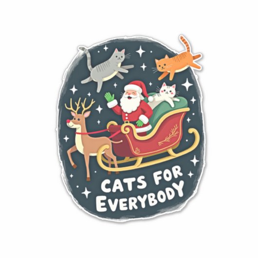 Cats For Everybody Christmas Cat Funny Xmas Women Aufkleber (Vorderseite)