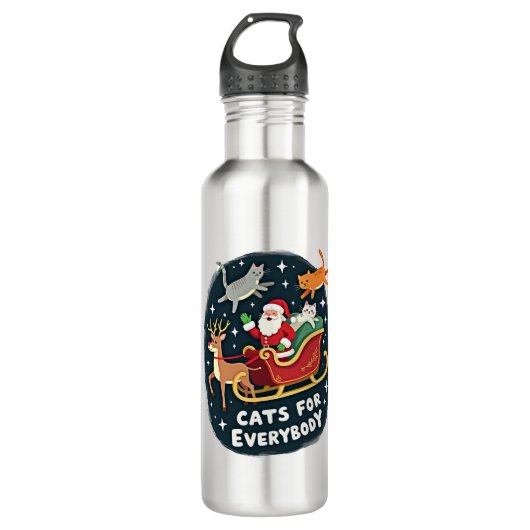 Cats For Everybody Christmas Cat Funny Xmas Women Edelstahlflasche (Vorderseite)
