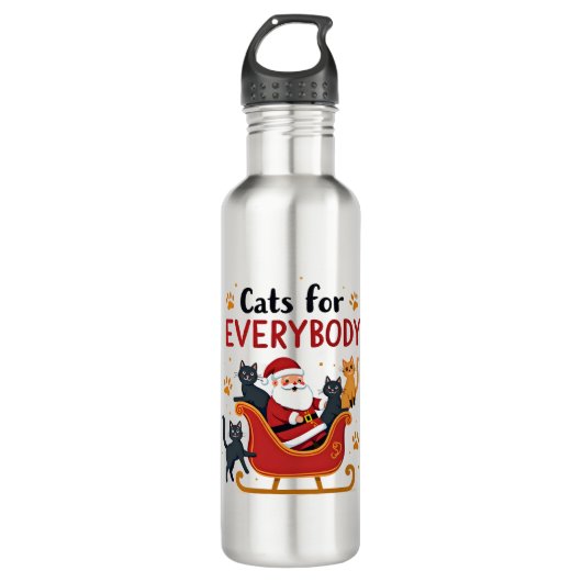 Cats For Everybody Christmas Cat Funny Xmas Women Edelstahlflasche (Vorderseite)