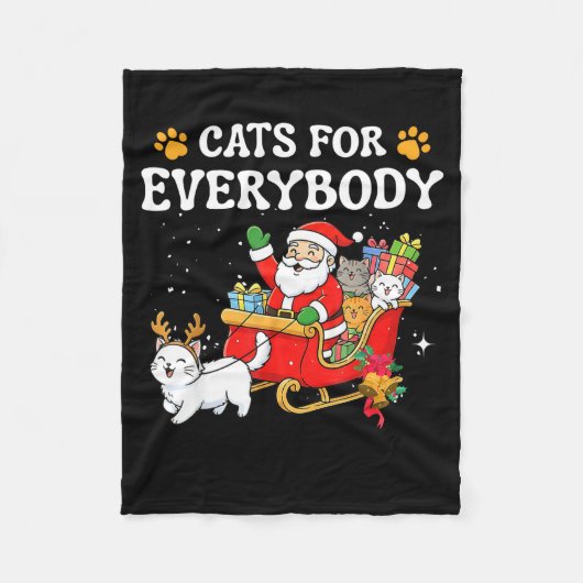Cats For Everybody Christmas Cat Funny Xmas Women  Fleecedecke (Vorderseite)