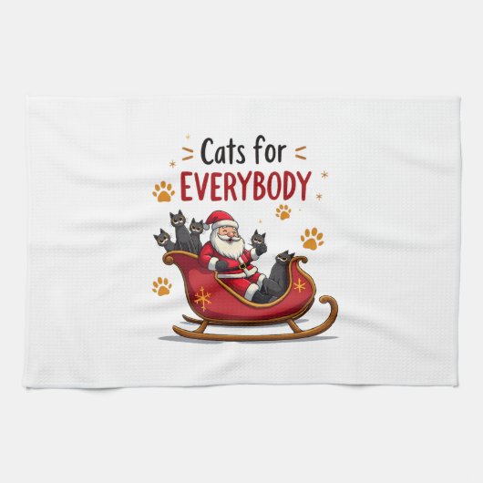 Cats For Everybody Christmas Cat Funny Xmas Women Geschirrtuch (Horizontal)