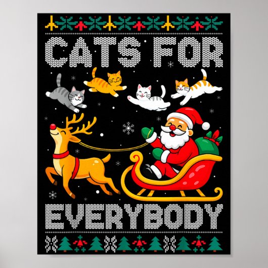Cats For Everybody Christmas Cat Funny Xmas Women  Poster (Vorne)