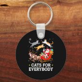 Cats For Everybody Christmas Cat Funny Xmas Women Schlüsselanhänger (Vorderseite)
