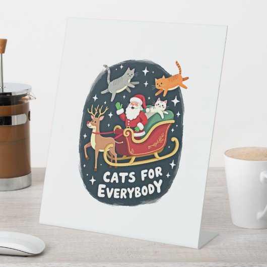 Cats For Everybody Christmas Cat Funny Xmas Women Sockelschild (In Situ)