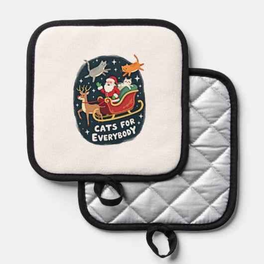 Cats For Everybody Christmas Cat Funny Xmas Women Topflappen (Vorderseite/Rückseite)