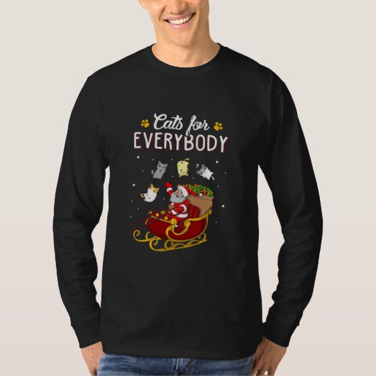 Cats For Everybody Christmas Cat Lover T-Shirt (Vorderseite)
