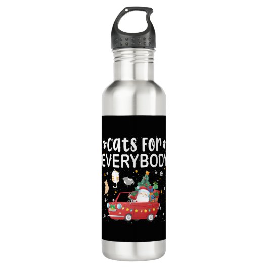 Cats For Everybody Christmas Edelstahlflasche (Vorderseite)