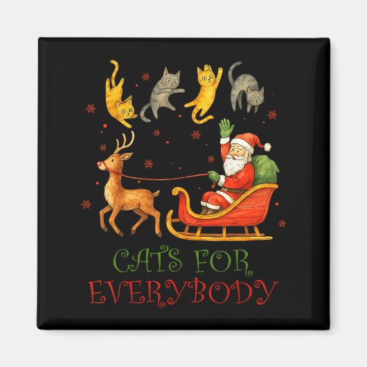 Cats For Everybody Christmas Funny Cat Xmas Santa  Magnet (Vorne)