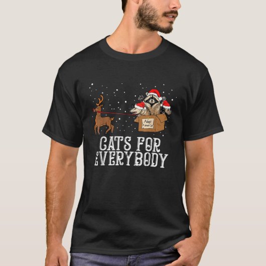 Cats For Everybody Christmas Street Cat Raccoon Po T-Shirt (Vorderseite)