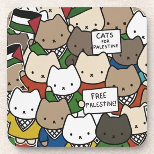 Cats for Palestine – Kawaii Cats for Justice Getränkeuntersetzer (Vorderseite)