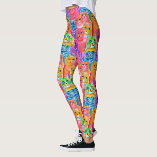 Cats Friends Colorful Fun Leggings (Links)