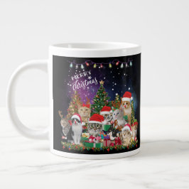Cats Frohe Weihnachten Licht Jumbo-Tasse