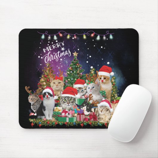 Cats Frohe Weihnachten Licht Mousepad (Mit Mouse)