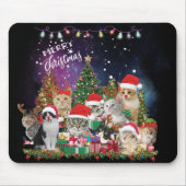 Cats Frohe Weihnachten Licht Mousepad (Vorne)