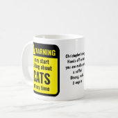 Cats Funny Personalized Warning Kaffeetasse (Vorderseite Links)