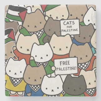 Cats für Palästina – Kawaii Cats für Gerechtigkeit Steinuntersetzer