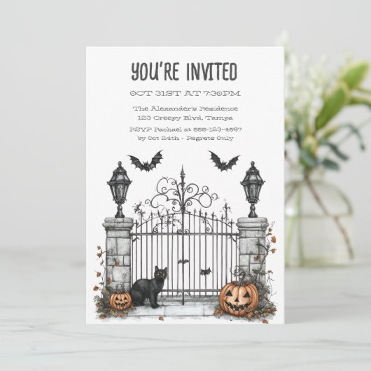 Cats Gatekeeper Custom Fun Einladung (Stehend Vorderseite)